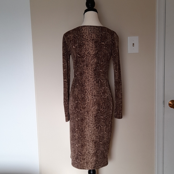 Anne Klein Brown Long Sleeve Knee-Length Dress - Picture 2 of 7